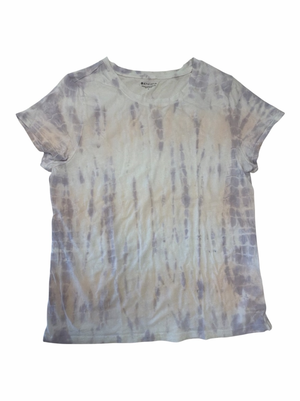 Athleta Organic Daily Printed Tee Large Kai Ballerina Pink Tie Dye Shirt - Picture 2 of 6